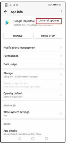 Uninstall Updates