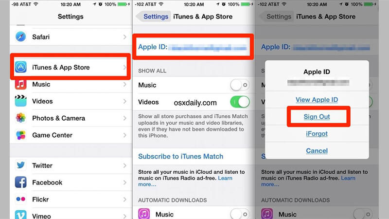 هیستوری اکانت آیتونز در IOS