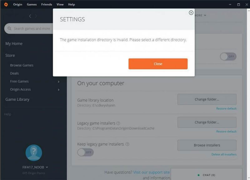origin game setting