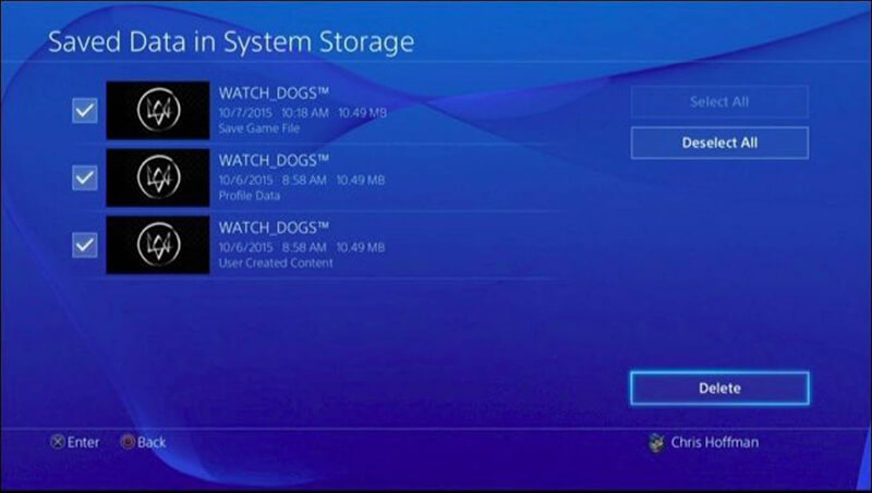 Saved Data in System Storage