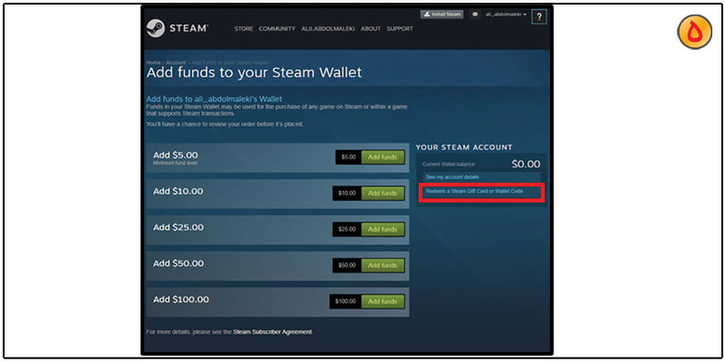 Redeem a Steam Gift Card or Wallet Code